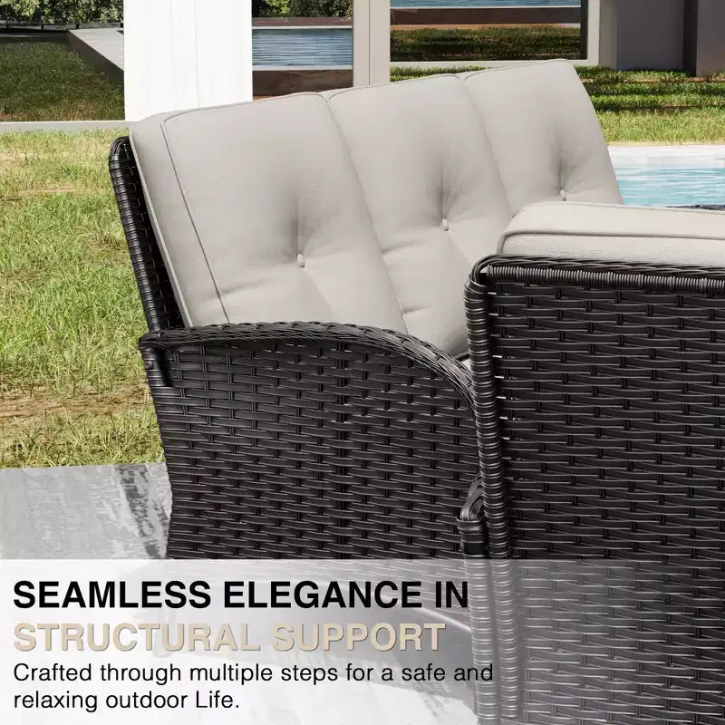 UPTIOT Outdoor Modular Sectional Set with 2 Sofas, Chairs, Ottomans & Weatherproof Coffee Table