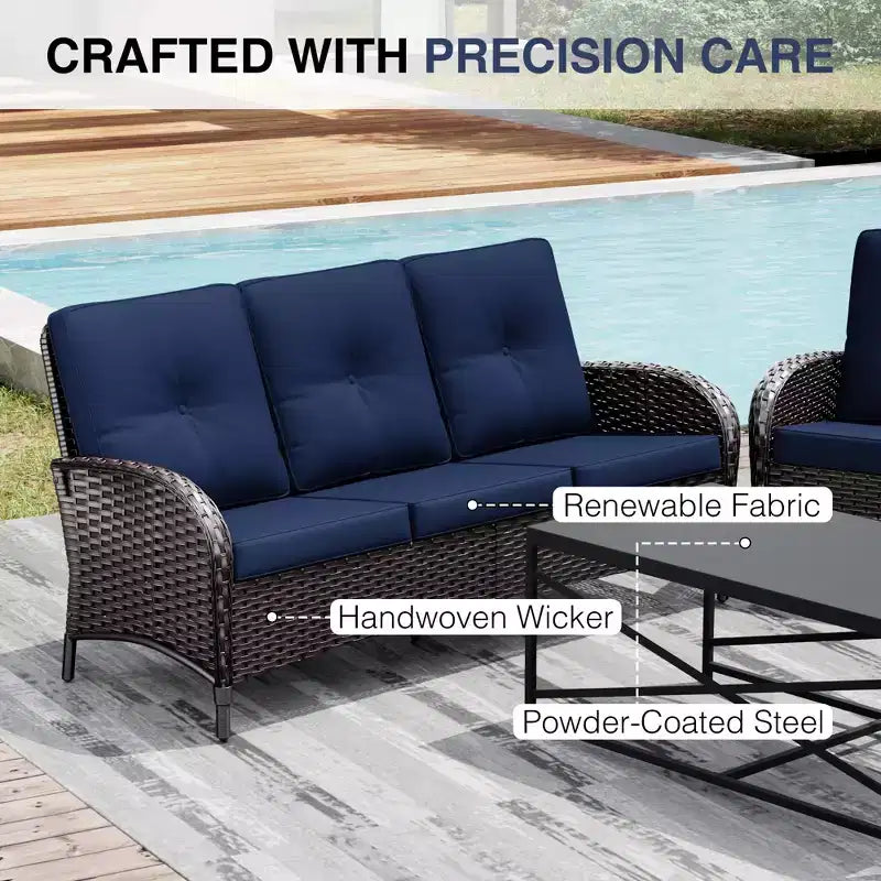UPTIOT Outdoor Modular Sectional Set with 2 Sofas, Chairs, Ottomans & Weatherproof Coffee Table