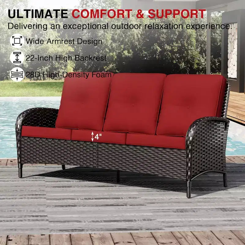UPTIOT Outdoor Modular Sectional Set with 2 Sofas, Chairs, Ottomans & Weatherproof Coffee Table
