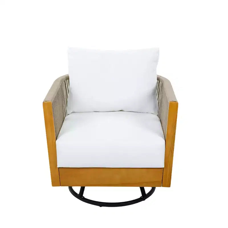 Christopher Knight Home Darika Modern 2 Piece Acacia Wood Patio Swivel Chair and End Table Set