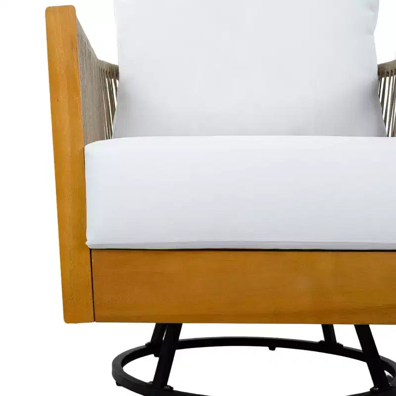 Christopher Knight Home Rahul Modern 3 Piece Acacia Patio Swivel Chairs with Rope Design and Bistro Table Set