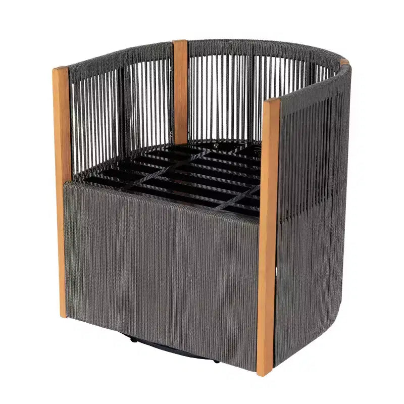 ModernLuxe 2/3-Piece Outdoor Swivel Conversation Set, Rope Wicker Swivel Chairs & Acacia Wood Side Table, Small Space Patio Furniture Set