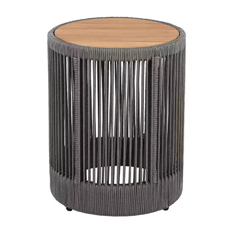 ModernLuxe 2/3-Piece Outdoor Swivel Conversation Set, Rope Wicker Swivel Chairs & Acacia Wood Side Table, Small Space Patio Furniture Set