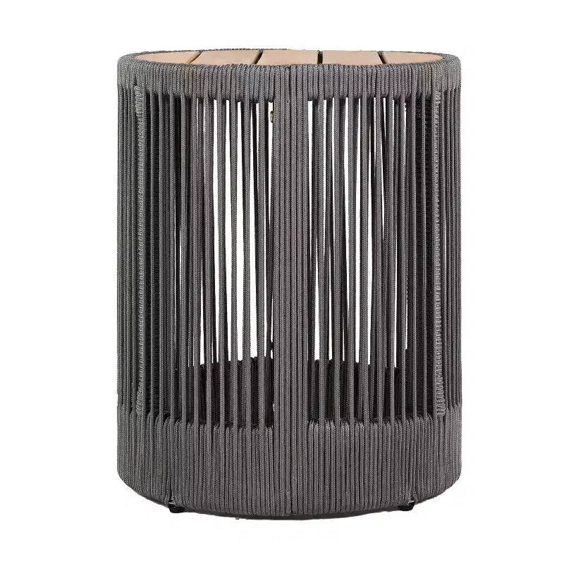 ModernLuxe 2/3-Piece Outdoor Swivel Conversation Set, Rope Wicker Swivel Chairs & Acacia Wood Side Table, Small Space Patio Furniture Set