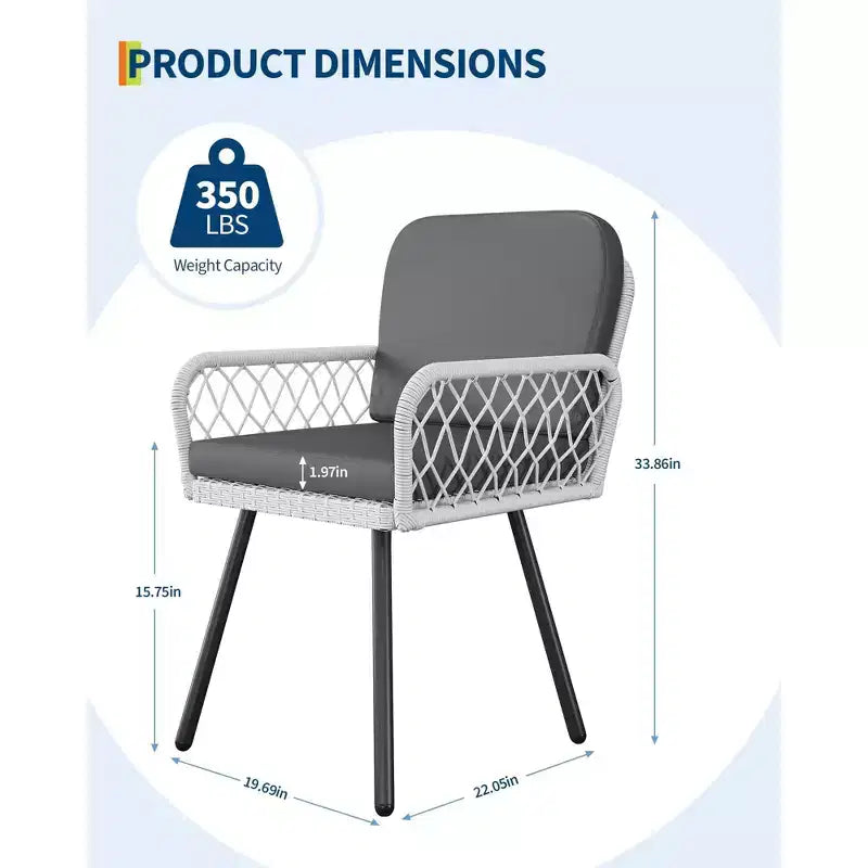 3 Piece Patio Dining Set, Outdoor All-Weather PE Wicker Conversation Set with 2 Chairs + Large Tempered Glass Table, Compact Patio Furniture