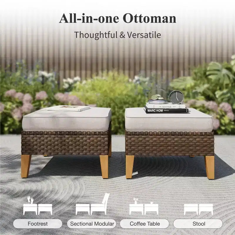 Captiva Designs 11pc Outdoor Wicker Rattan Patio Half-Moon Curved Sectional Sofa Conversation Set with Cushioned Ottoman