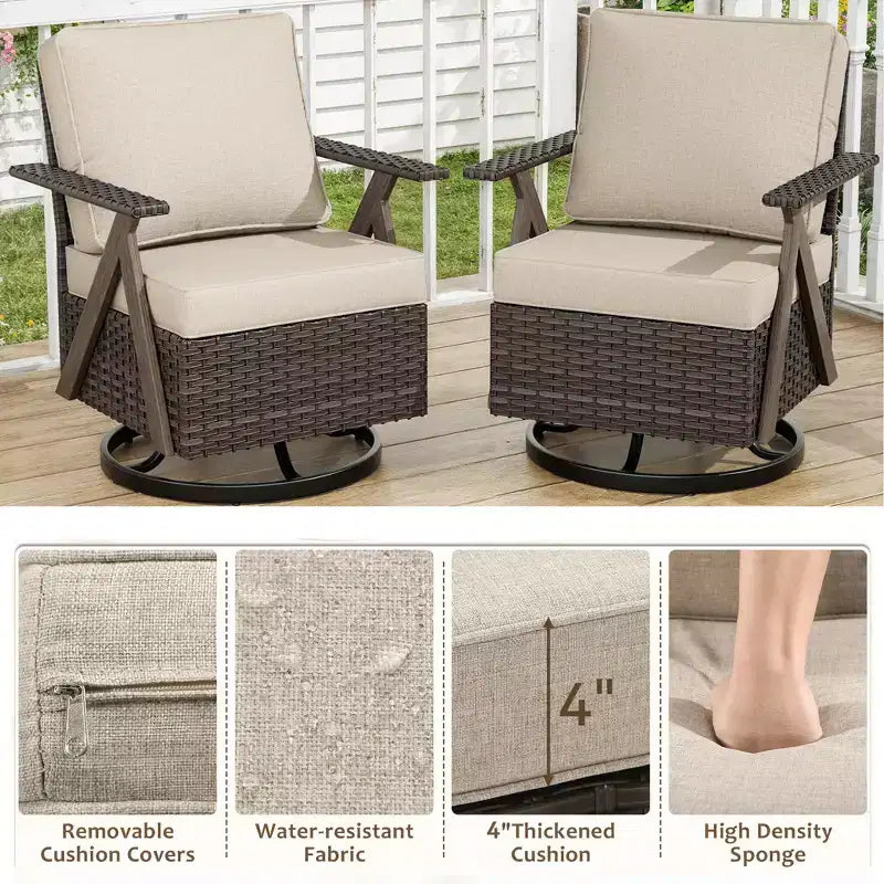 Bestier Patio Furniture Set, Outdoor Conversation Set with Thick Cushion Sofa Chairs Coffee Table for Garden Backyard Porch