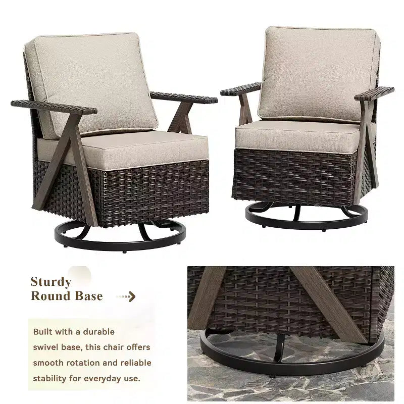 Bestier Patio Furniture Set, Outdoor Conversation Set with Thick Cushion Sofa Chairs Coffee Table for Garden Backyard Porch