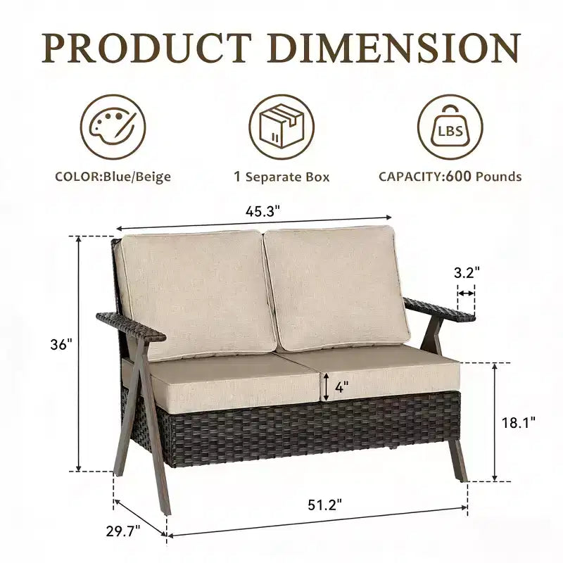 Bestier Patio Furniture Set, Outdoor Conversation Set with Thick Cushion Sofa Chairs Coffee Table for Garden Backyard Porch