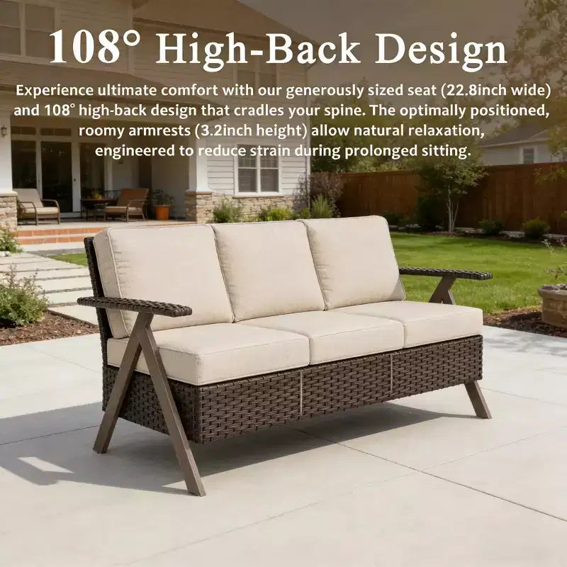 Bestier Patio Furniture Set, Outdoor Conversation Set with Thick Cushion Sofa Chairs Coffee Table for Garden Backyard Porch