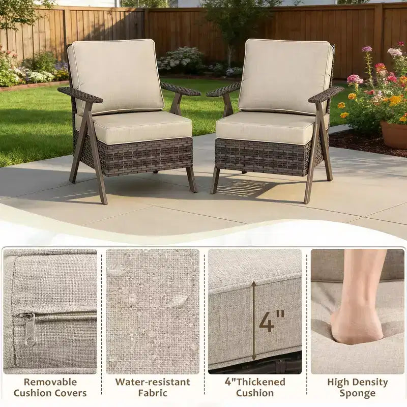 Bestier Patio Furniture Set, Outdoor Conversation Set with Thick Cushion Sofa Chairs Coffee Table for Garden Backyard Porch