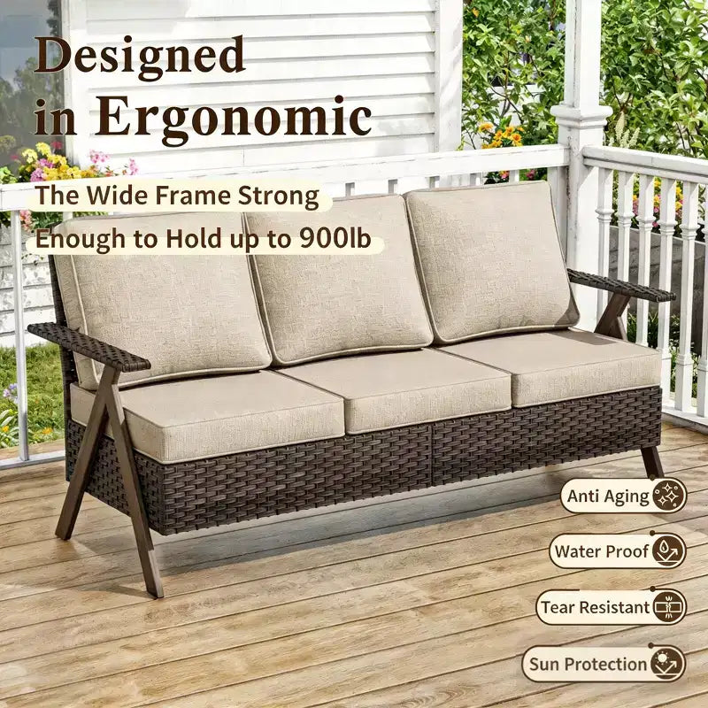 Bestier Patio Furniture Set, Outdoor Conversation Set with Thick Cushion Sofa Chairs Coffee Table for Garden Backyard Porch