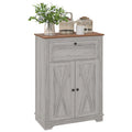 Farmhouse Barn Door Accent Cabinet, Kitchen Sideboard Storage Cabinet with Double Doors, Drawer, and Adjustable Shelf