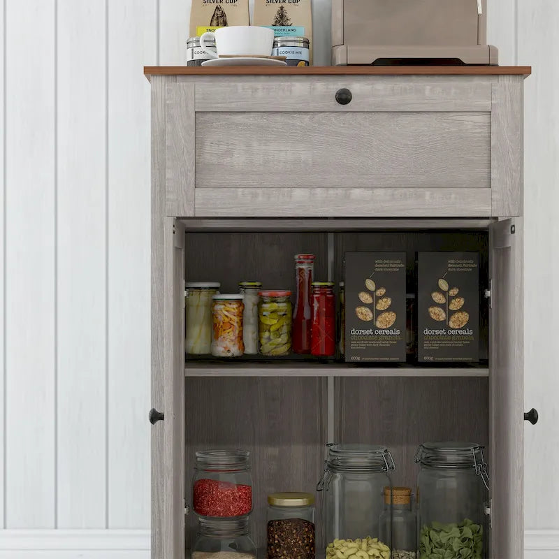 Buffet de cuisine campagnard avec portes de grange, double portes et tiroir