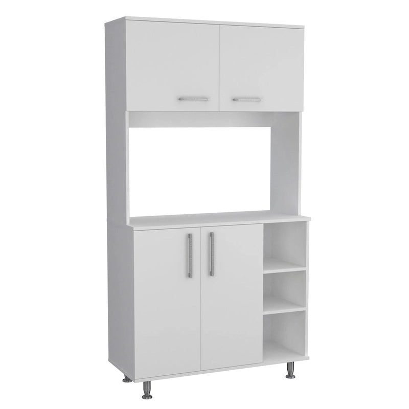 Meuble de cuisine double porte avec quatre pieds et trois étagères