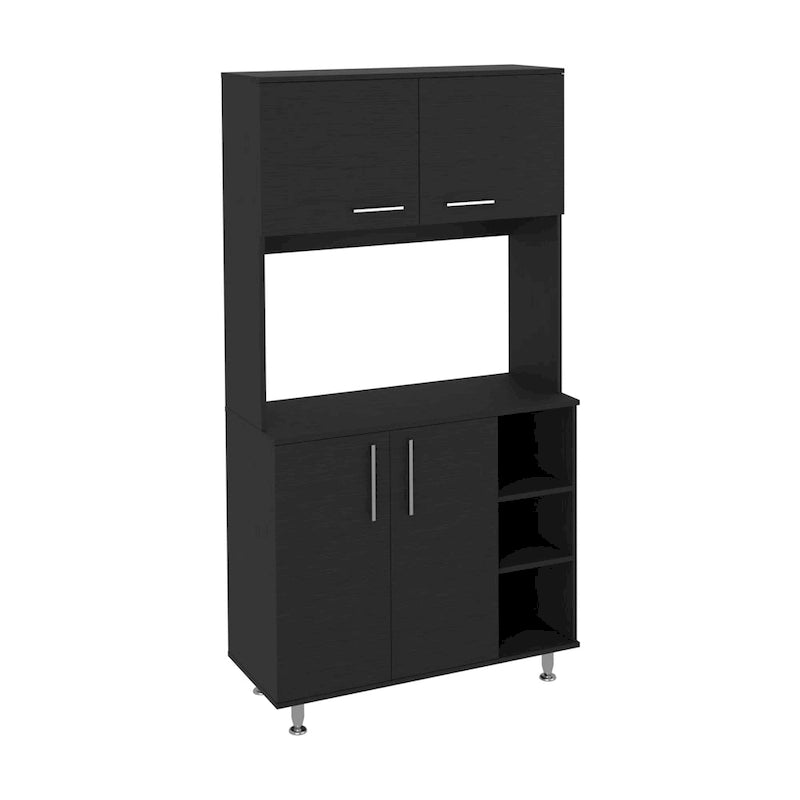 Meuble de cuisine double porte avec quatre pieds et trois étagères