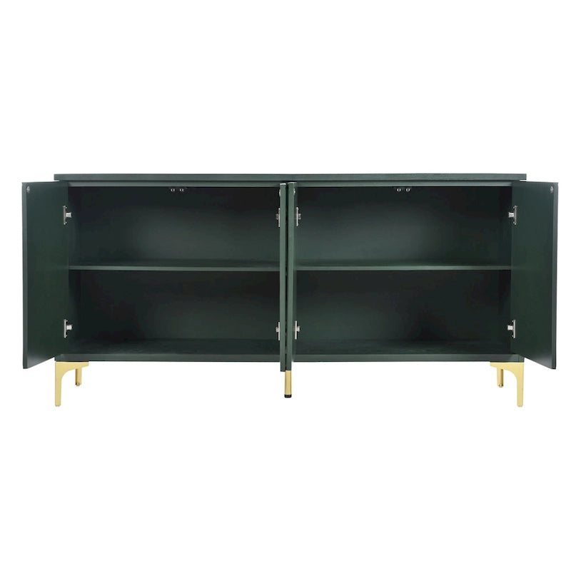 Buffet à 4 portes de 60 pouces avec panneaux de porte sculptés et étagères réglables