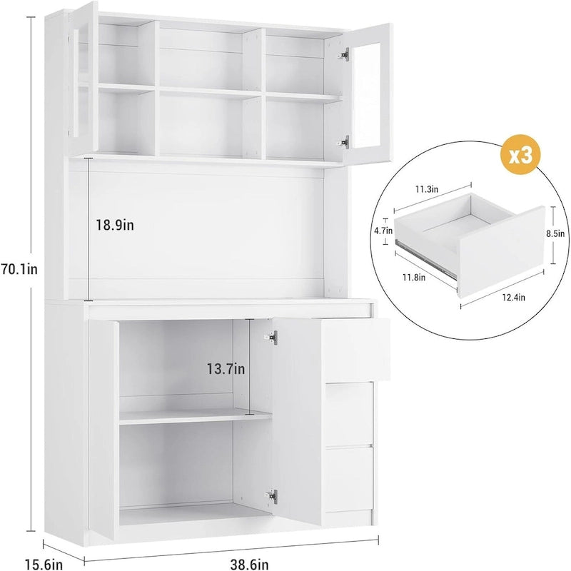 Meuble de rangement haut avec plan de travail et lumières LED