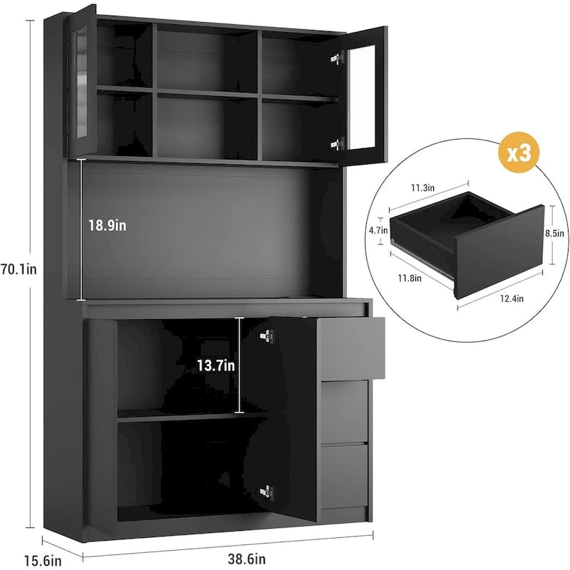 Meuble de rangement haut avec plan de travail et lumières LED