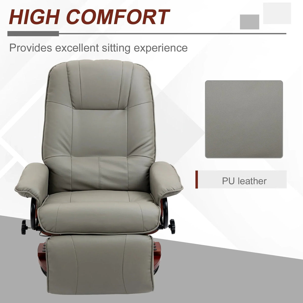 HomCom Faux Leather Adjustable Manual Swivel Base Recliner Chair with Comfortable and Relaxing Footrest