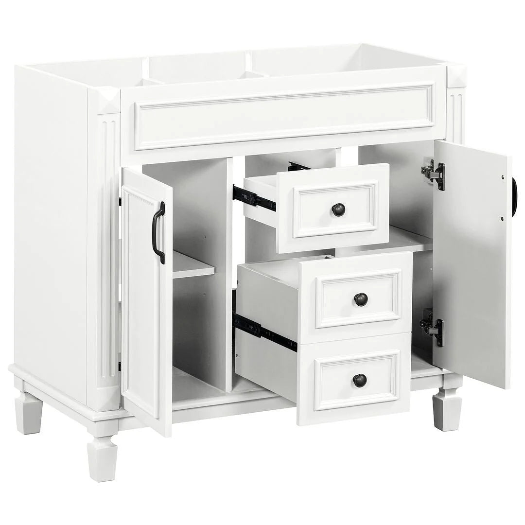 36'' Modern Bathroom Vanity with Top Sink and Mirror Cabinet,2 Doors and 2 Drawers