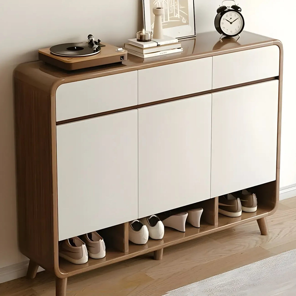 Modern Wood Hallway Medium Shoe Storage Cabinet