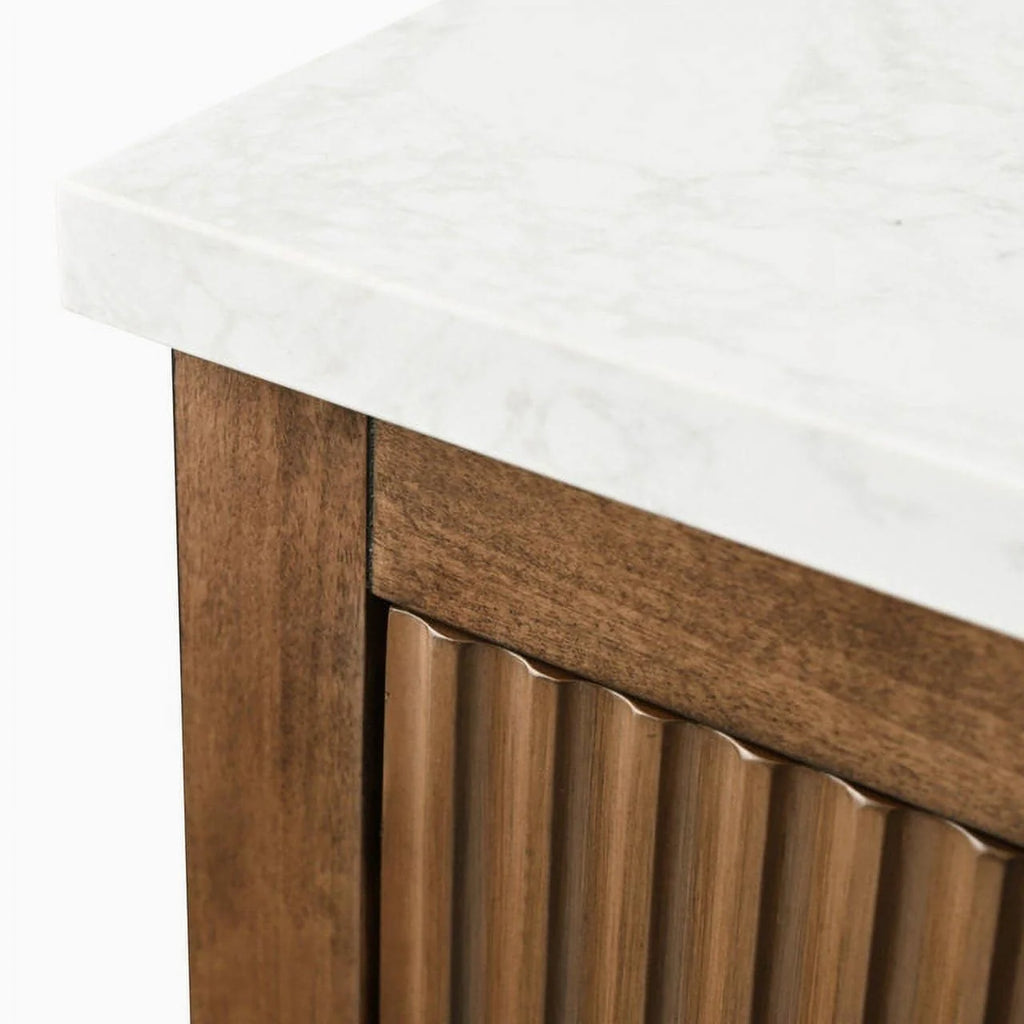 Vanity Art 72 Double Sink Bathroom Vanity Cabinet with Engineered Marble Top