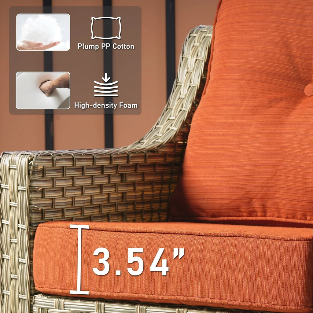 HOOOWOOO 2-piece High Back Wicker Rattan Outdoor Patio Chair Set