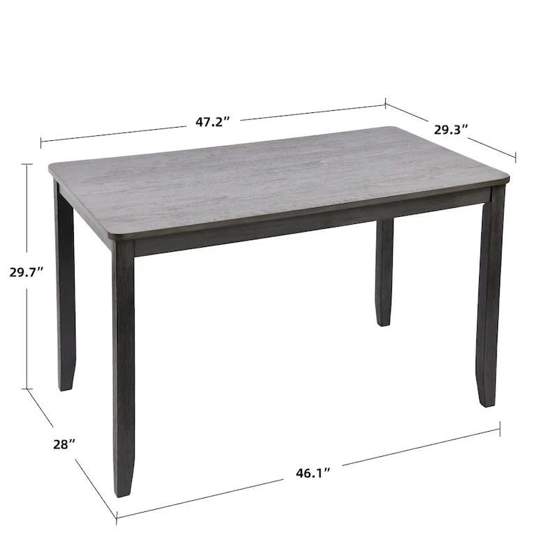 5-Piece Solid Wood 47L Dining Table Sets (1 Table+ 4 Slat Back Chairs)