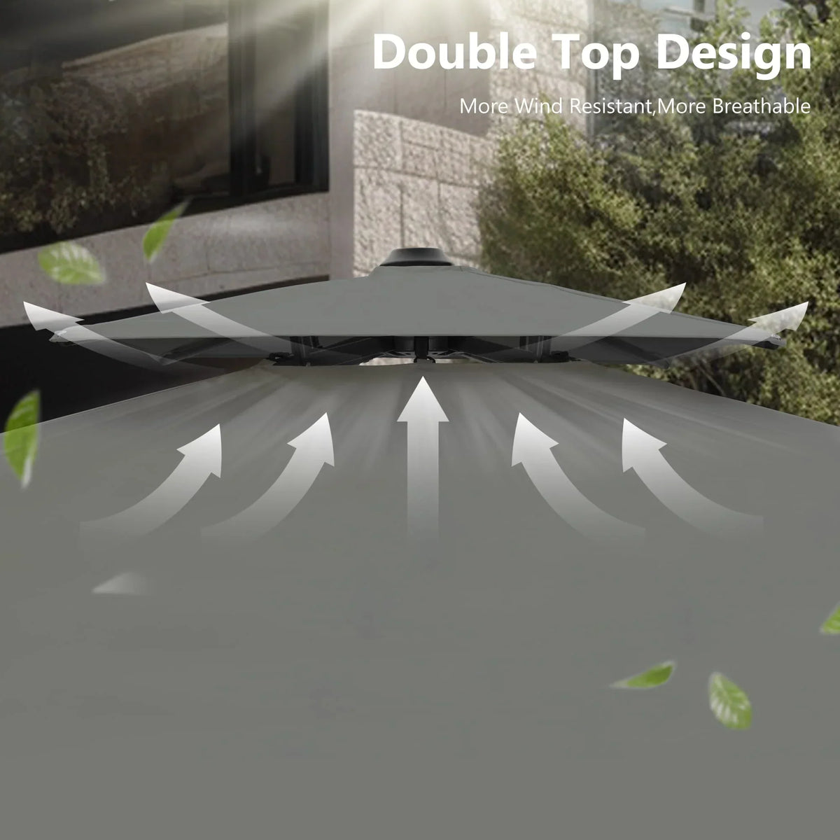 MAISON ARTS 12 FT Automatic Hydraulic Cantilever Umbrella Aluminum Pole 360 Degree Rotation