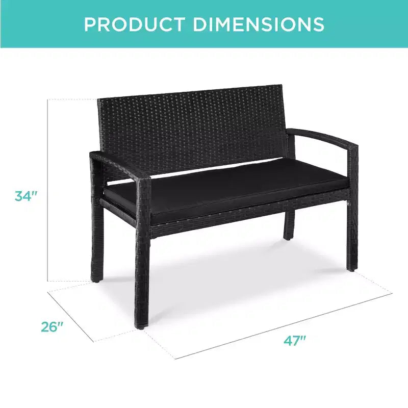 Banc de jardin en osier d'extérieur 2 places Best Choice Products avec coussin, capacité de 317 kg