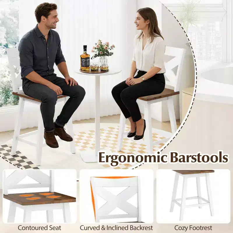 Lot de 4 tabourets de bar pivotants Costway 61 cm avec dossier et grand repose-pieds pour îlot de cuisine