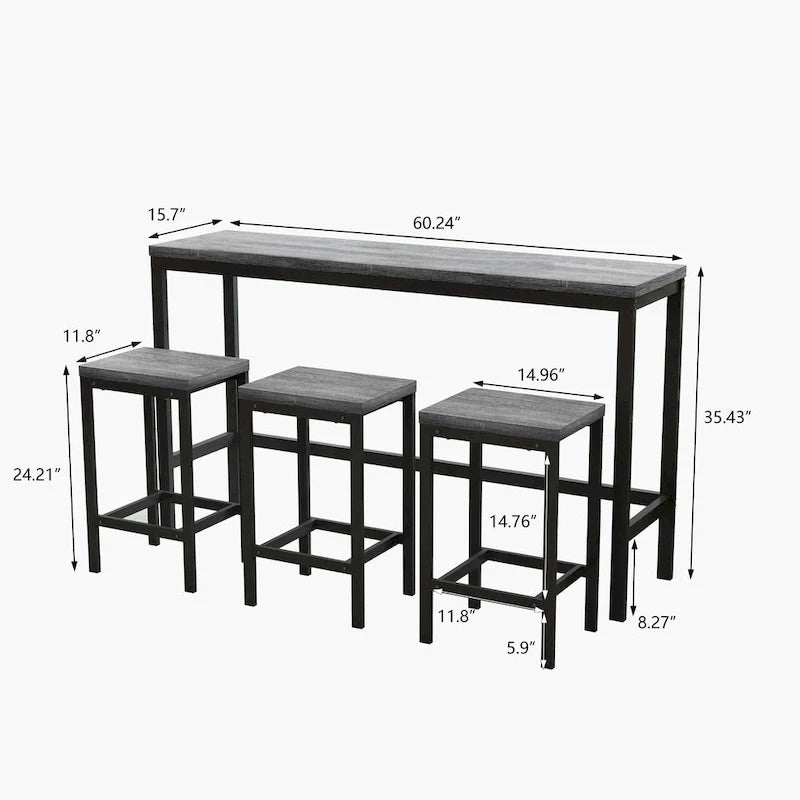 Pub Table Set with 3 Stools