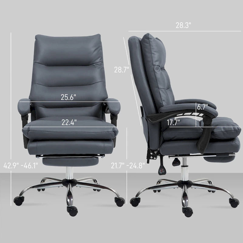 Fauteuil de bureau massant inclinable avec chauffage et vibrations | Microfibre | Blanc crème