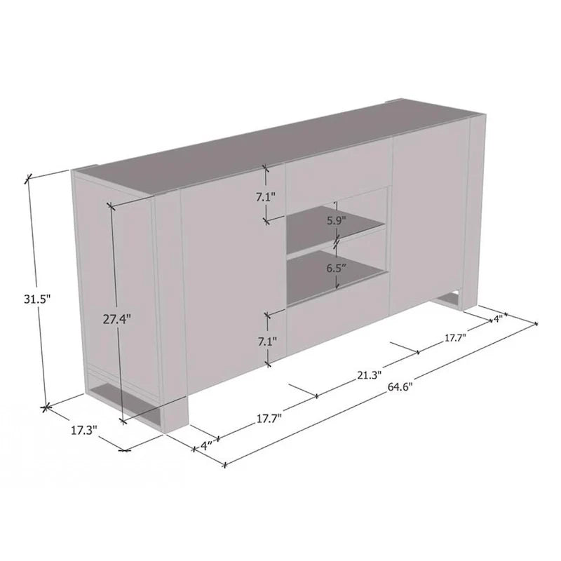 Buffet bahut moderne de 164 cm