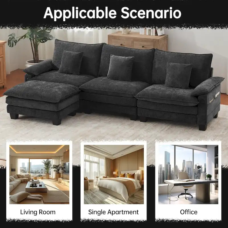 Canapé sectionnel modulaire - Canapé-lit sectionnel convertible avec méridienne pour appartement
