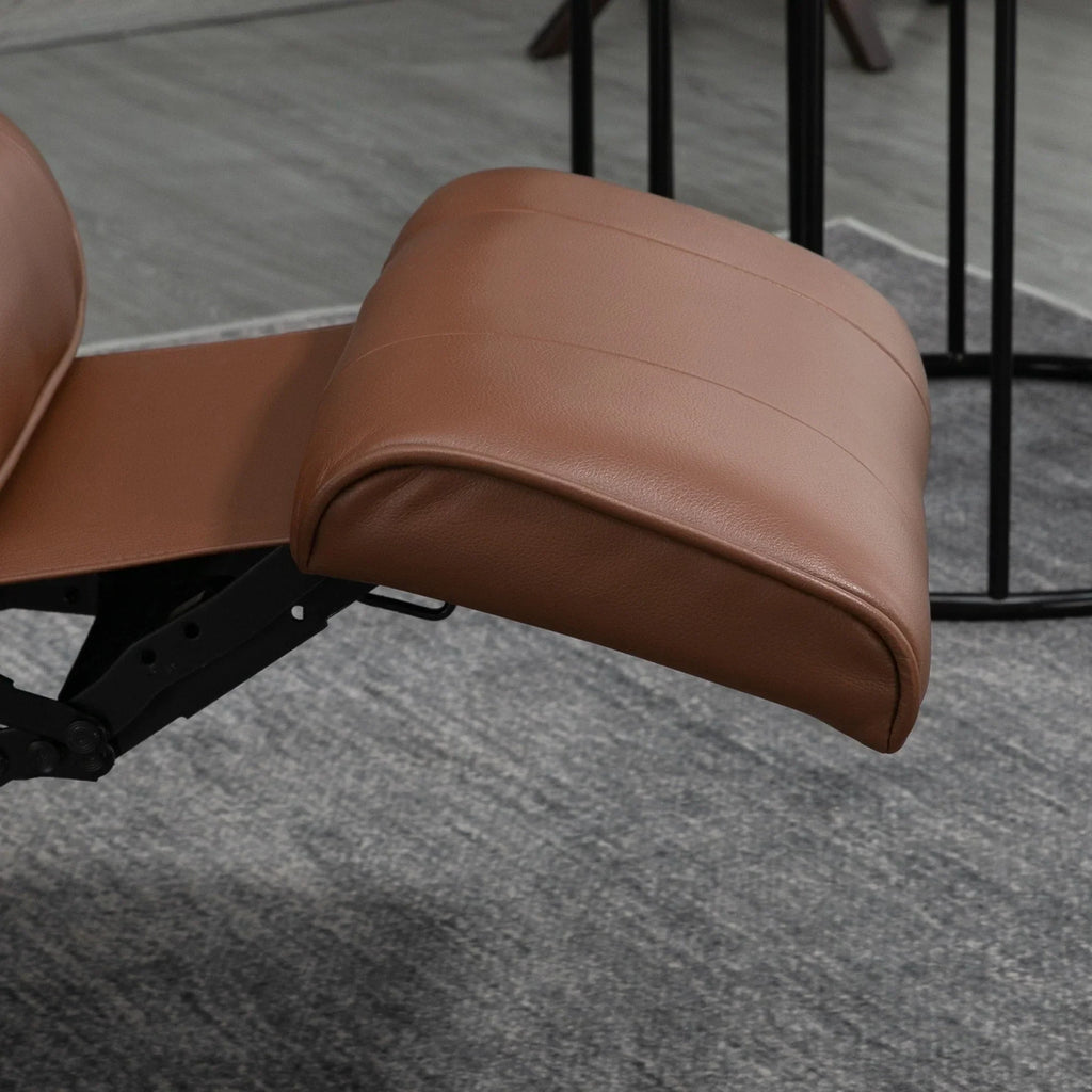 HomCom Faux Leather Adjustable Manual Swivel Base Recliner Chair with Comfortable and Relaxing Footrest