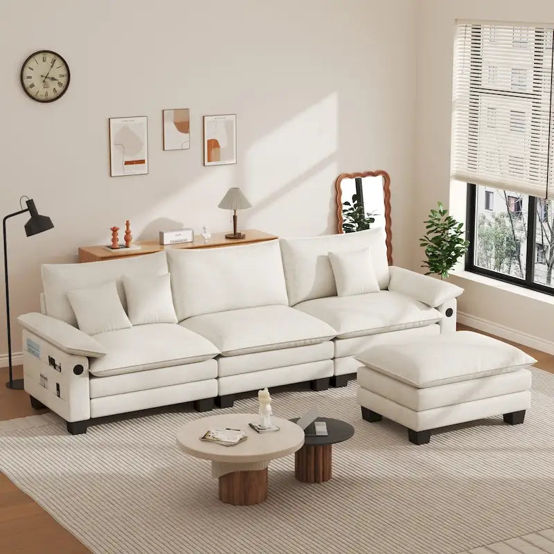 Canapé sectionnel modulaire - Canapé-lit sectionnel convertible avec méridienne pour appartement