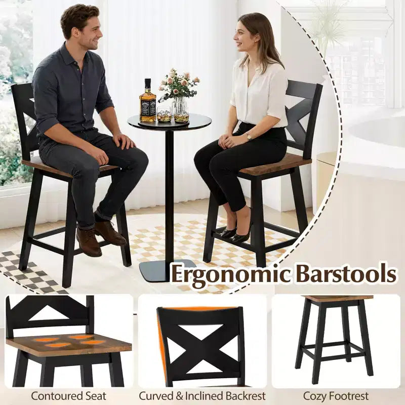 Lot de 4 tabourets de bar pivotants Costway 61 cm avec dossier et grand repose-pieds pour îlot de cuisine