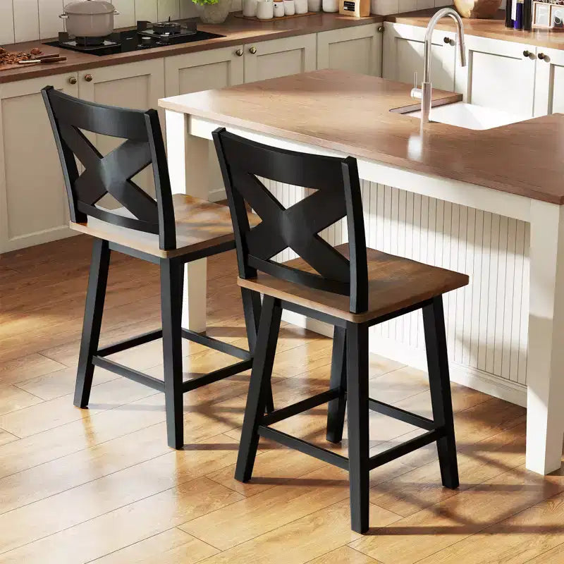 Lot de 4 tabourets de bar pivotants Costway 61 cm avec dossier et grand repose-pieds pour îlot de cuisine