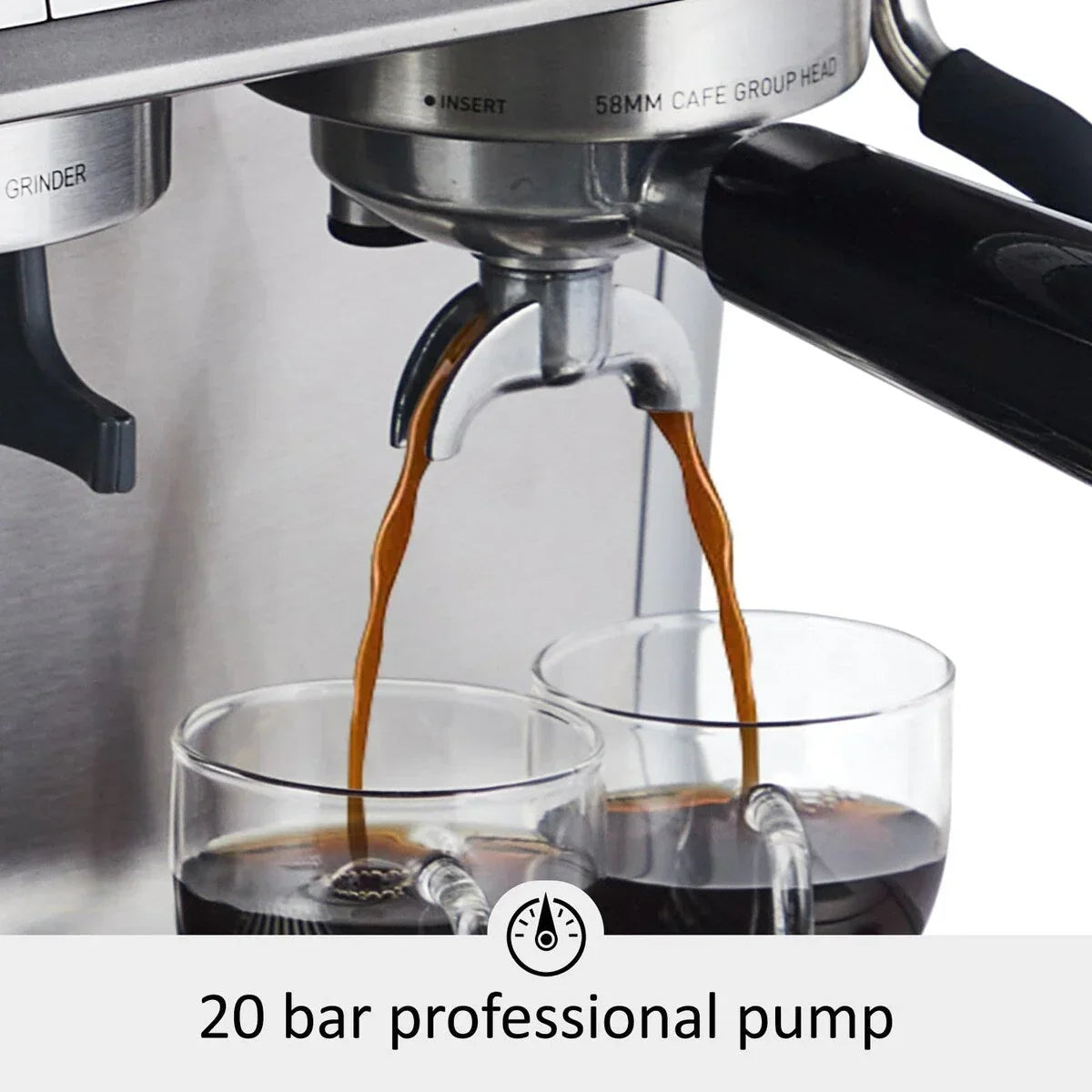 Espresso Coffee Maker, with Grinder, 2.8 L Water Tank