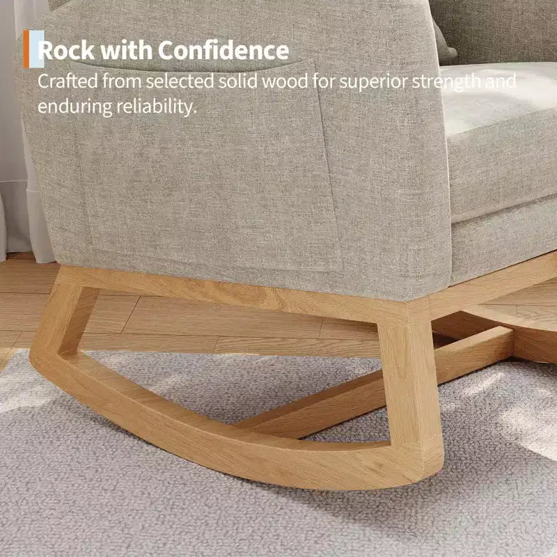 Fauteuil à bascule moderne avec oreiller et poches latérales, pour salon, chambre à coucher
