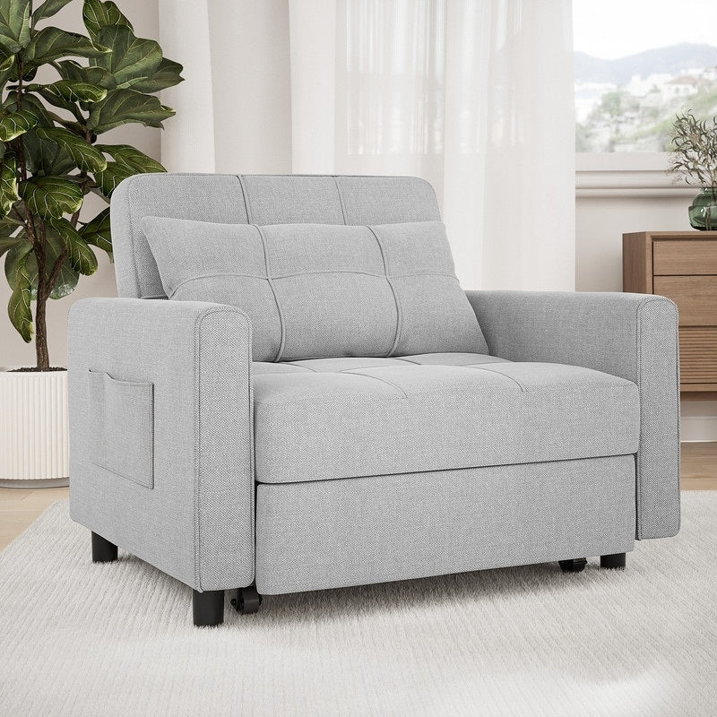 3-in-1 Adjustable Sleeper Sofa Bed, Pull Out Chair Sofa, Convertible Folding Bed for Living Room