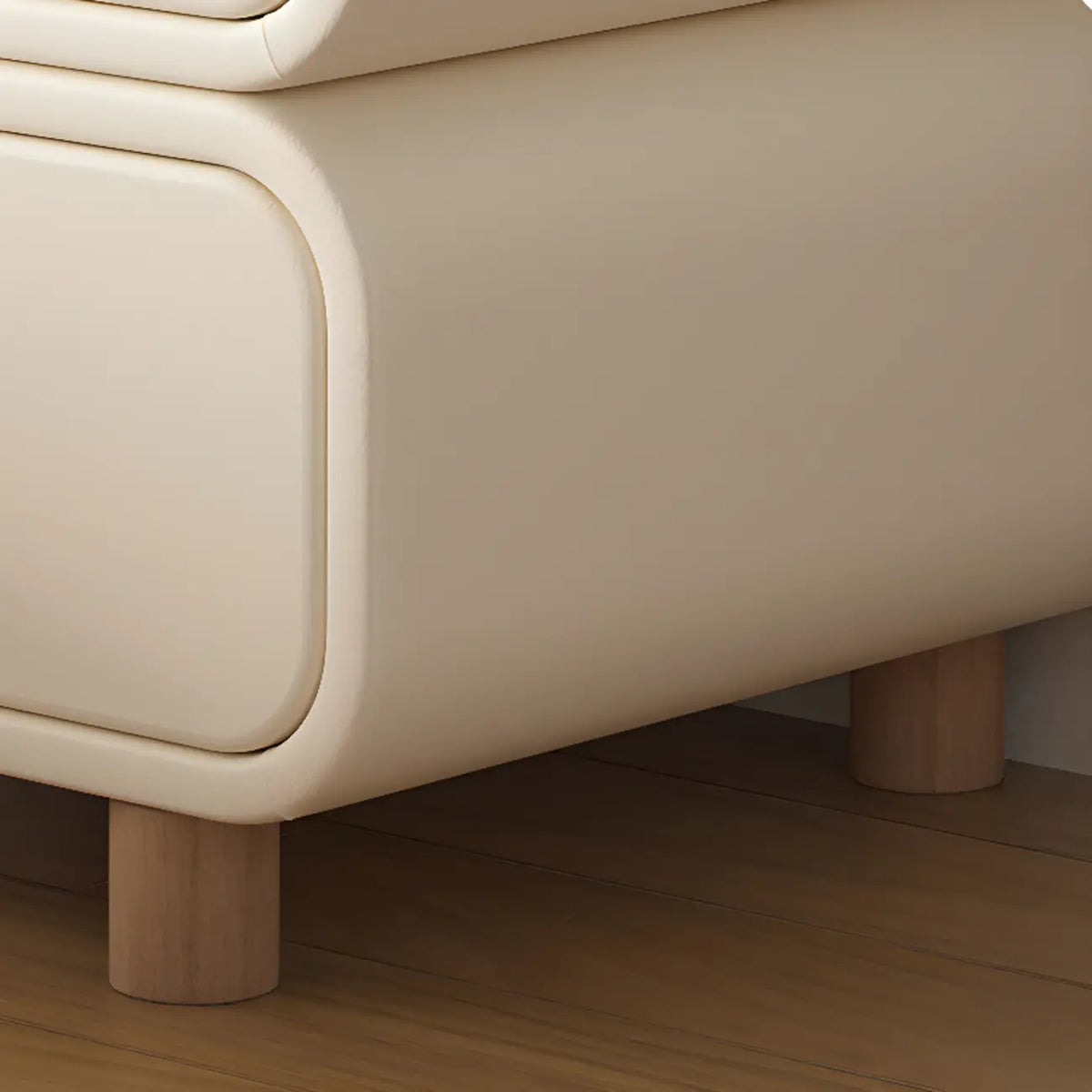 Pleather Scandinavian Nightstand With Faux Leather Finish