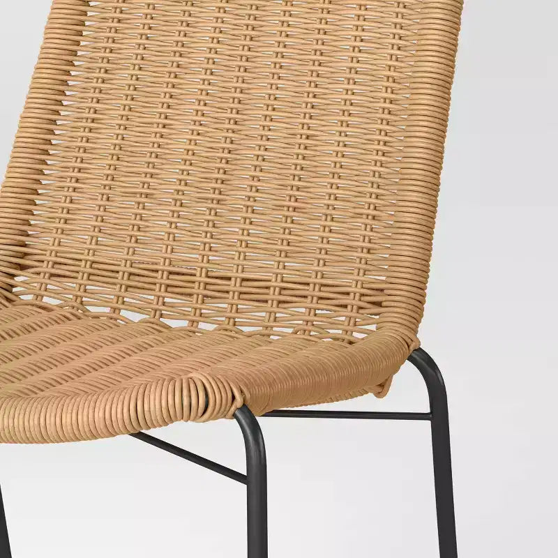Lot de 4 chaises de salle à manger d'extérieur en osier marron sans accoudoirs - Threshold
