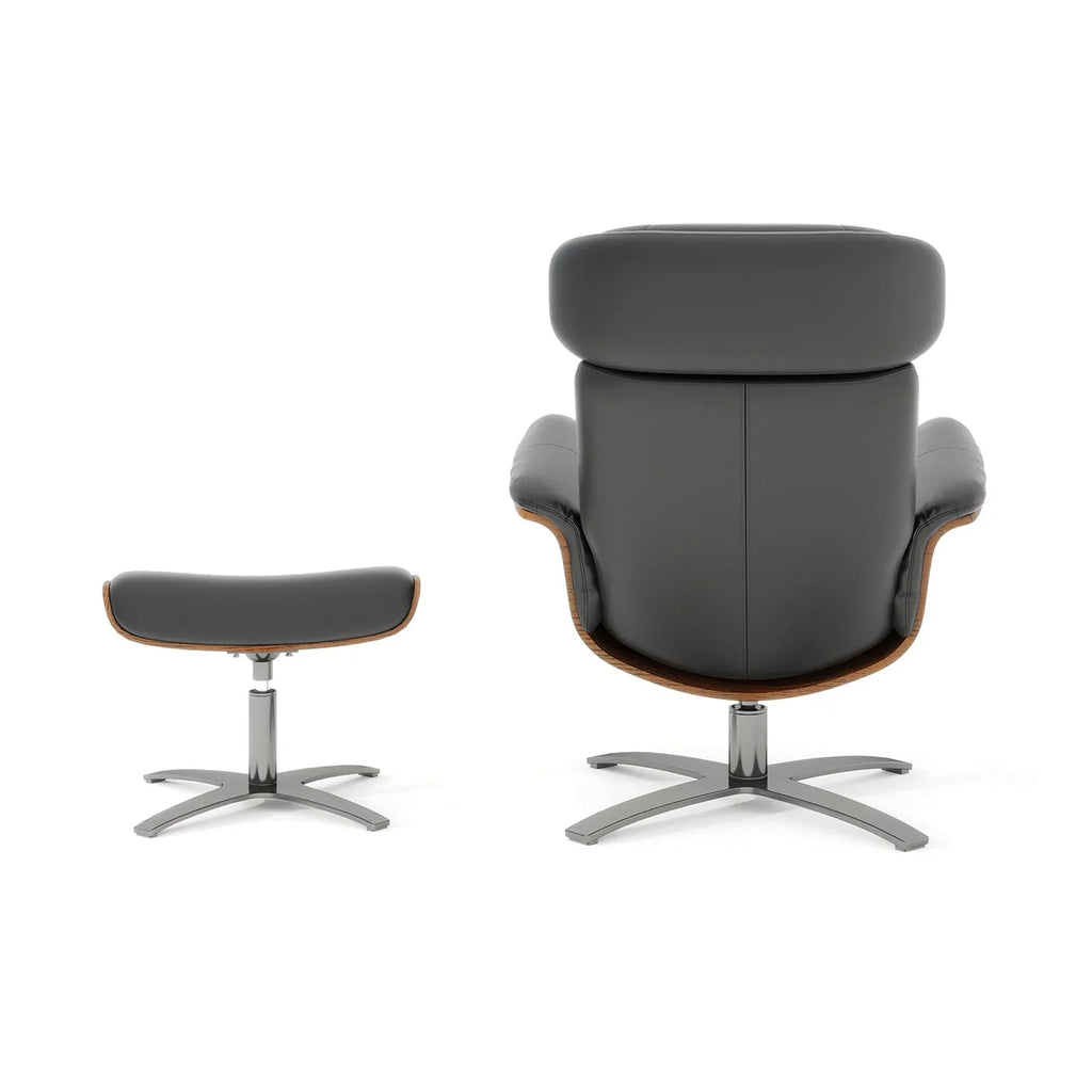 Jovan 31.5 Genuine Leather Recliner Lounge Chair with Ottoman