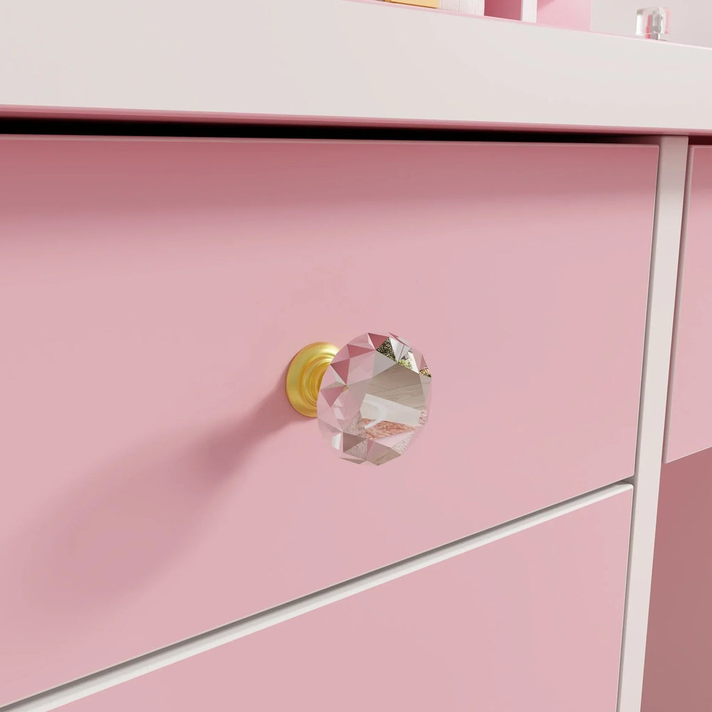 Coiffeuse avec éclairage LED, miroir et tabouret