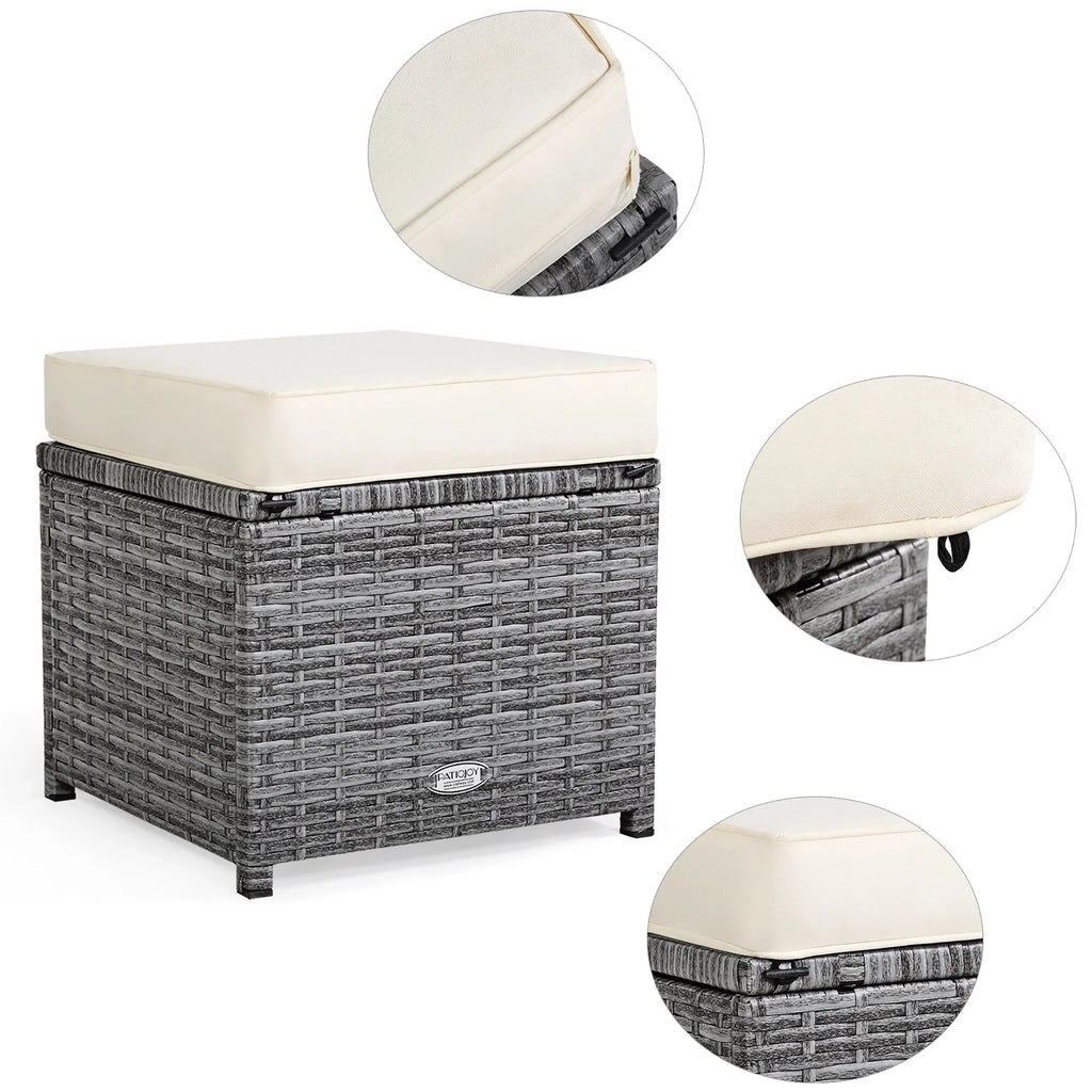 Costway 7 PCS Patio Rattan Dining Set Sectional Sofa Couch Ottoman - See Details