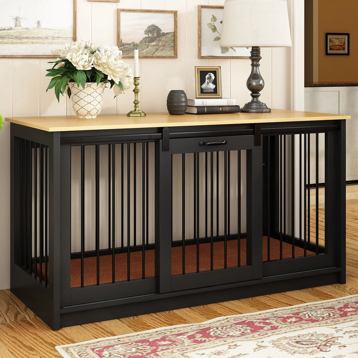 Pet Residence with Iron Tube Reinforcement Stylish & Sturdy Dog Crate