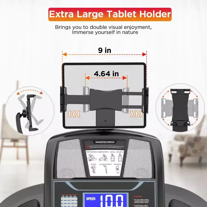 Déstockage Tapis de Course : Tapis de Course Électrique Portable avec Poignées, Inclinaison Automatique 20%, Moteur 4.5 CV, Application Bluetooth pour Maison/Bureau, Machine de Marche et Course